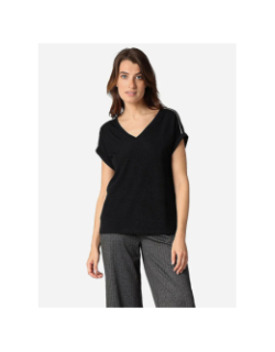 T-shirt col v kriva noir femme - Deeluxe