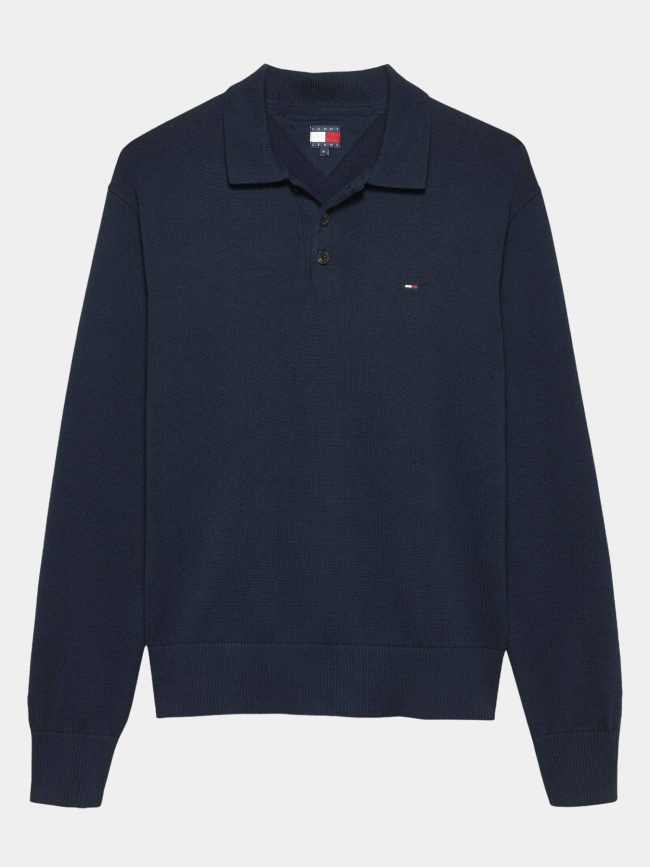 Polo uni slim placket bleu marine homme - Tommy Jeans