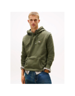 Sweat à capuche regular badge kaki homme - Tommy Jeans