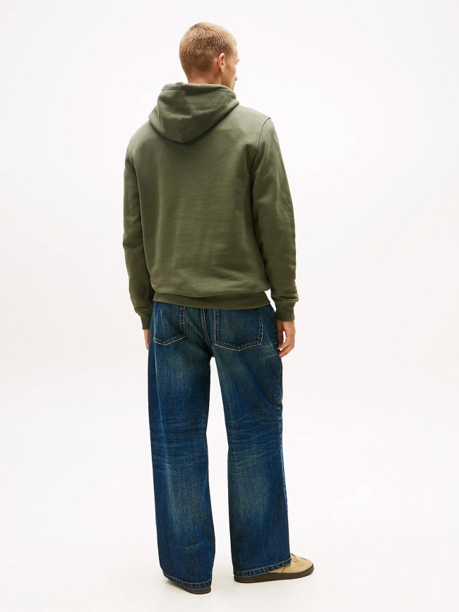 Sweat à capuche regular badge kaki homme - Tommy Jeans