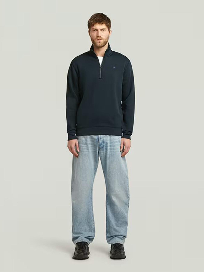 Sweat col zippé premium core bleu marine homme - G Star