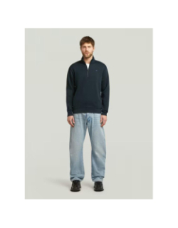 Sweat col zippé premium core bleu marine homme - G Star