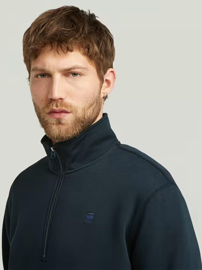 Sweat col zippé premium core bleu marine homme - G Star