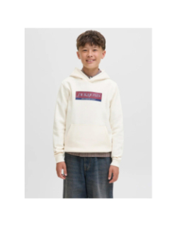Sweat à capuche jorinwood blanc crème garçon - Jack & Jones