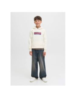 Sweat à capuche jorinwood blanc crème garçon - Jack & Jones