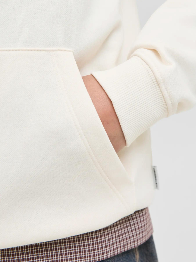 Sweat à capuche jorinwood blanc crème garçon - Jack & Jones