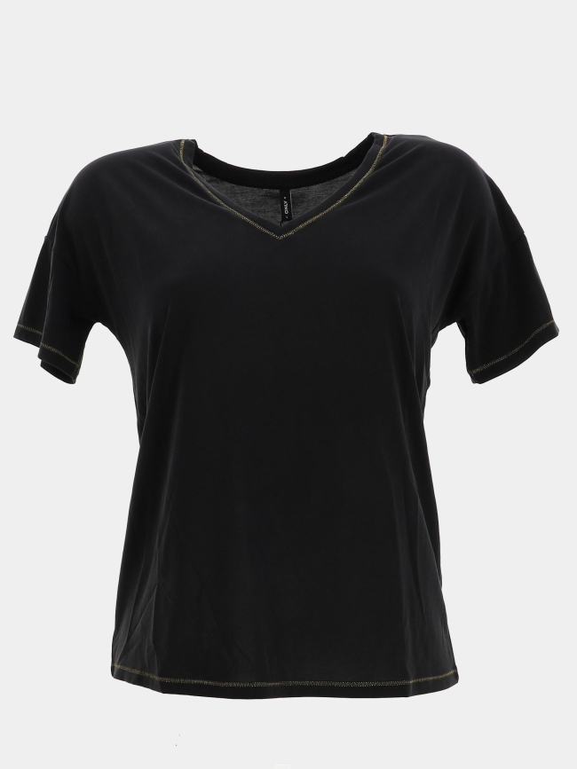 T-shirt col v free life noir femme - Only
