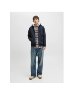 Sweat à capuche zippé teddy blumason bleu homme - Jack & Jones