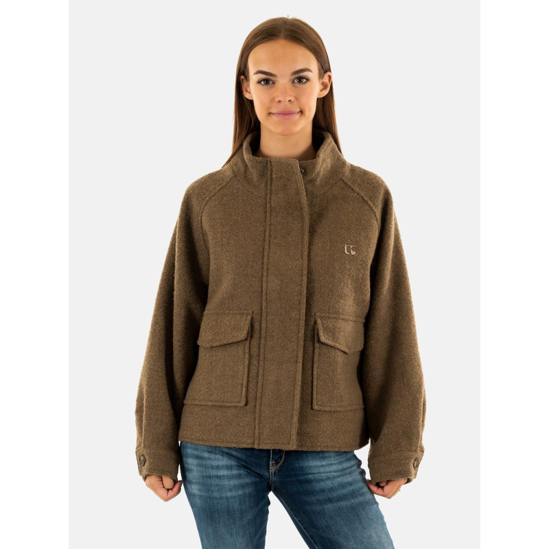 Manteau court zoe stone vert femme - Le Temps Des Cerises