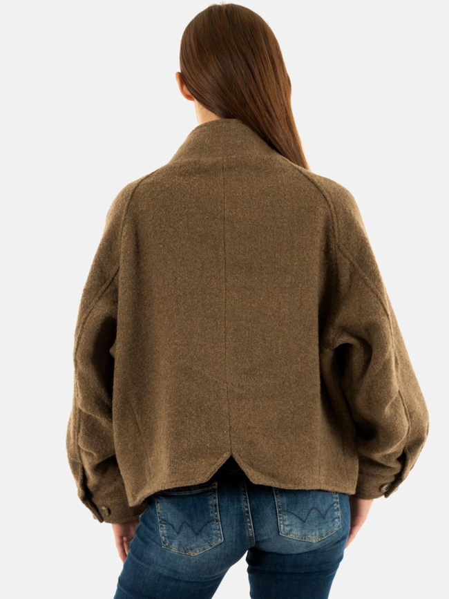 Manteau court zoe stone vert femme - Le Temps Des Cerises