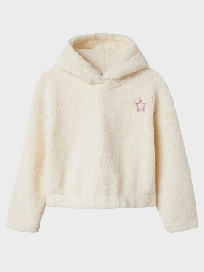 Sweat à capuche teddy odette blanc fille - Name It