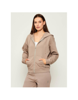 Sweat à capuche zippé dalfine beige femme - Hugo