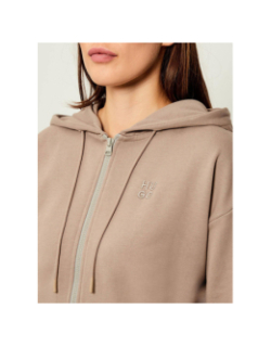 Sweat à capuche zippé dalfine beige femme - Hugo