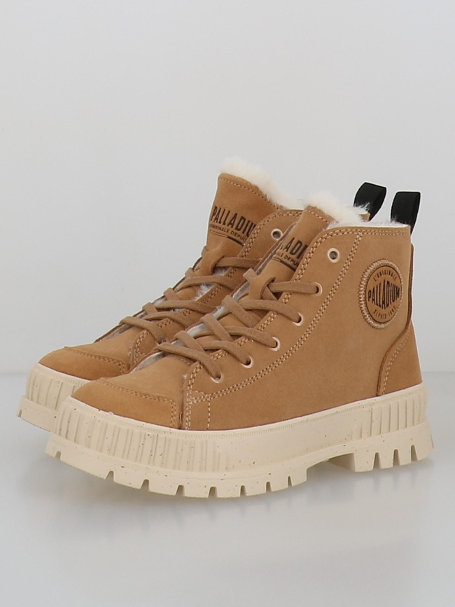 Baskets pallashock zip fourrées marron femme - Palladium