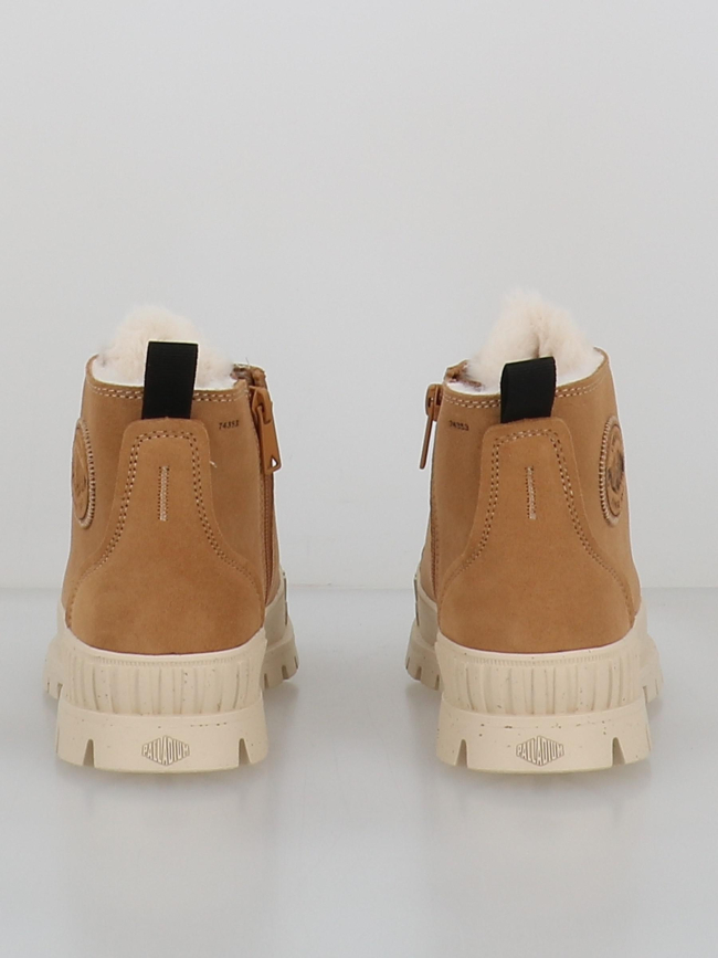 Baskets pallashock zip fourrées marron femme - Palladium