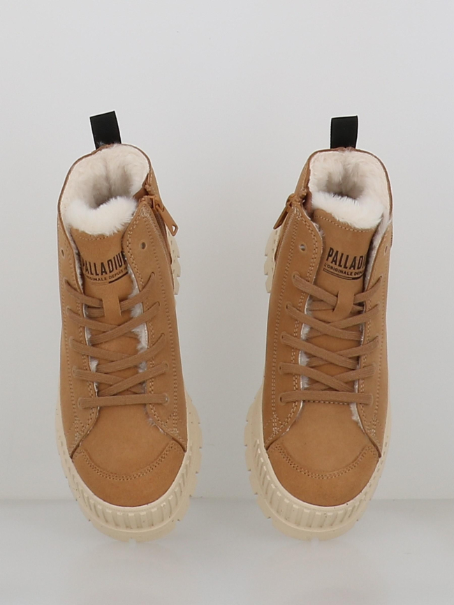 Baskets pallashock zip fourrées marron femme - Palladium