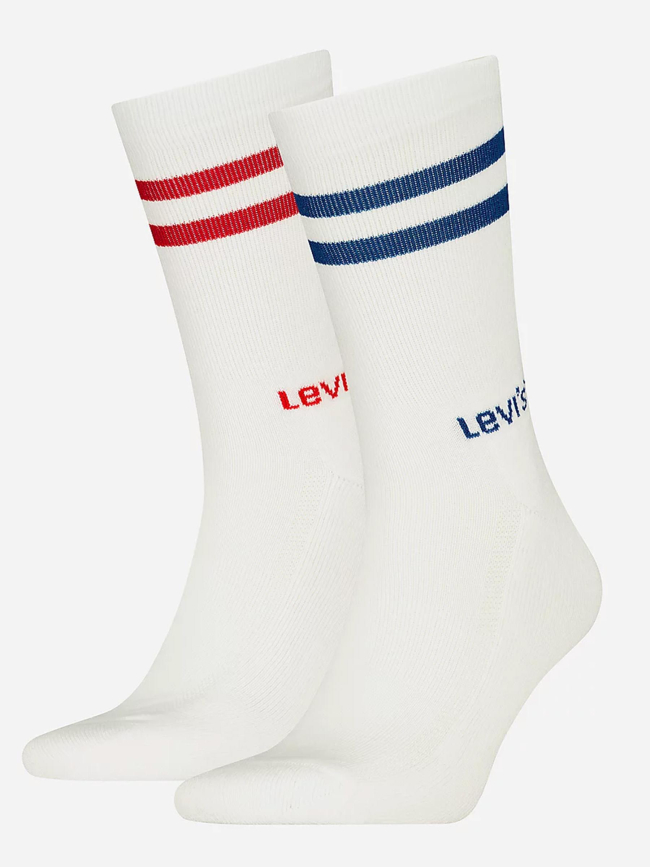 Pack de 2 paires de chaussettes hautes sport stripe blanc - Levi's