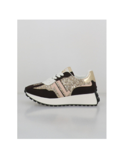 Baskets à paillettes cl93 noir doré femme - CL11