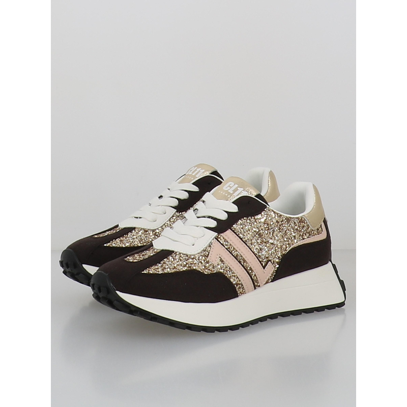 Baskets à paillettes cl93 noir doré femme CL11 wimod