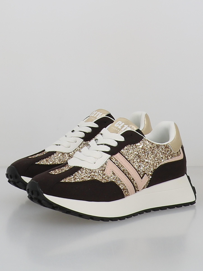 Baskets à paillettes cl93 noir doré femme - CL11