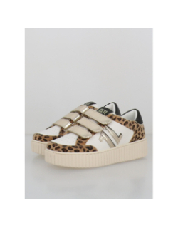 Baskets à scratch léopard cl91 blanc femme - CL11