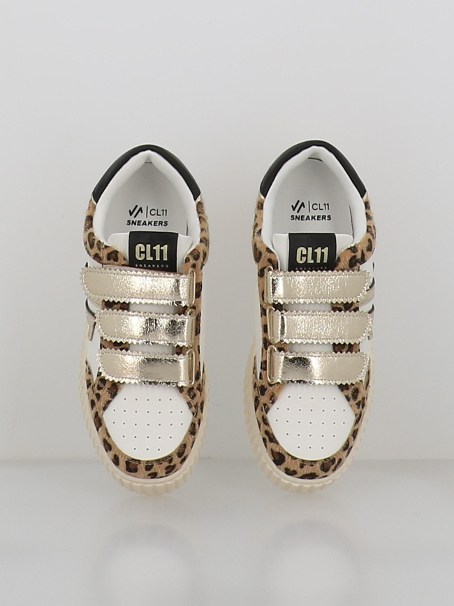Baskets à scratch léopard cl91 blanc femme - CL11