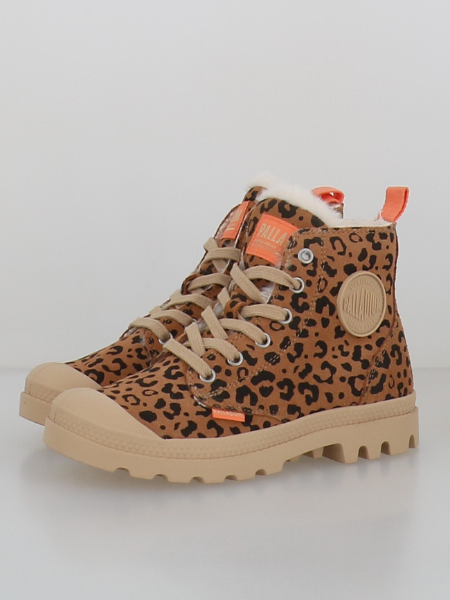 Baskets montantes pampa léopard marron femme - Palladium