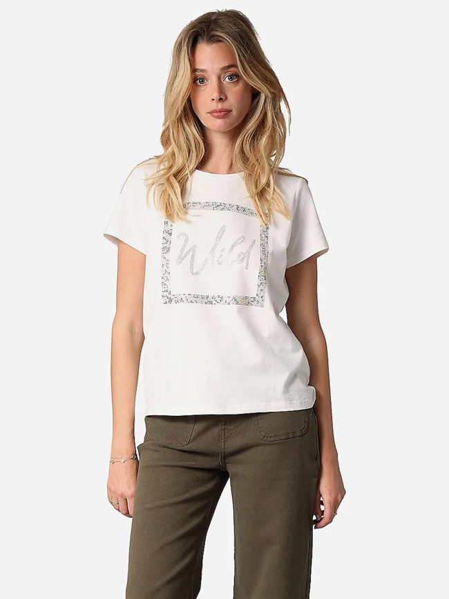 T-shirt strassy wild blanc femme - Deeluxe