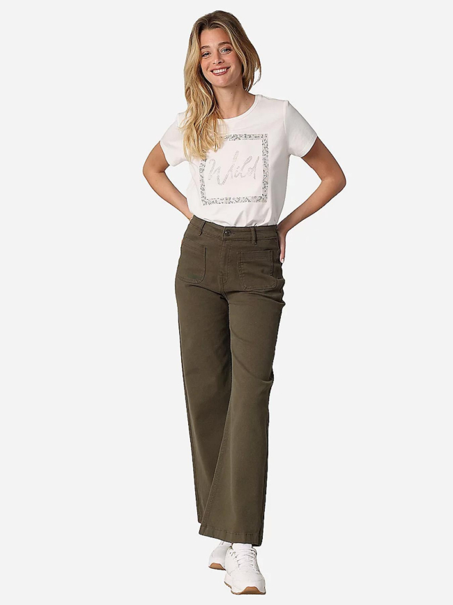 T-shirt strassy wild blanc femme - Deeluxe