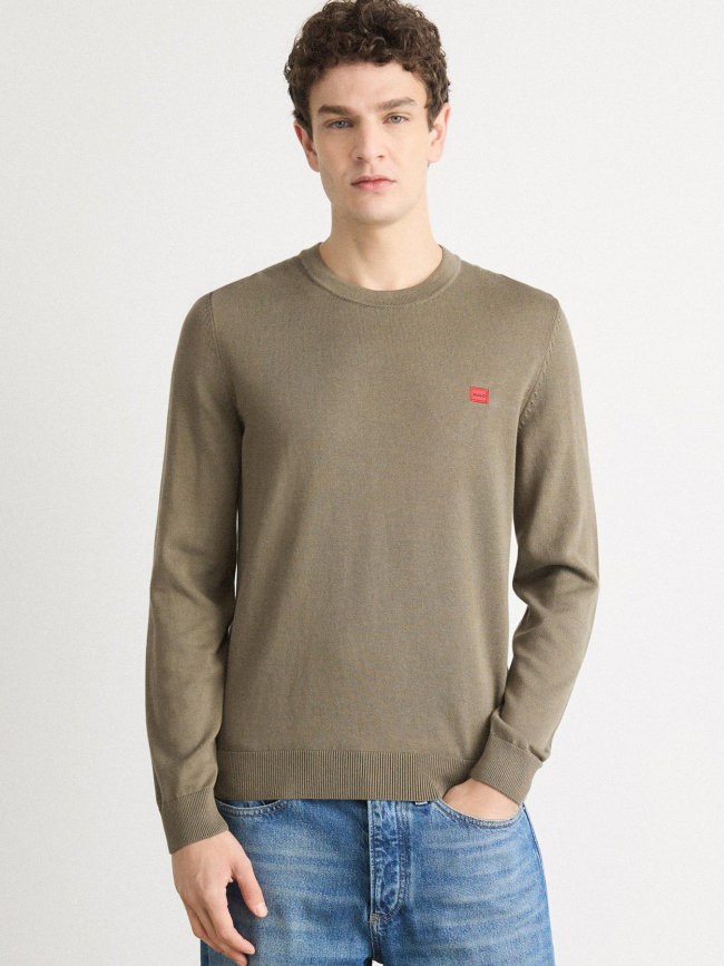 Pull fin san cassius-c1 badge kaki homme - Hugo