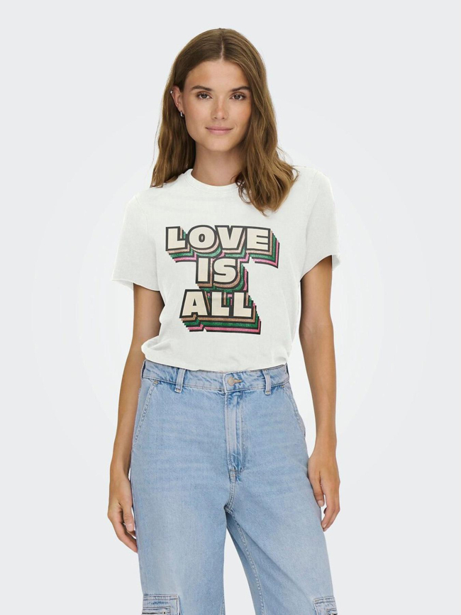 T-shirt manches courtes à imprimé brillant onllucky blanc femme - Only