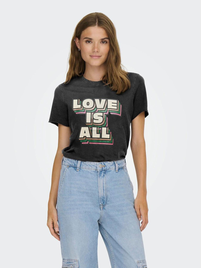 T-shirt manches courtes à imprimé brillant onllucky gris femme - Only