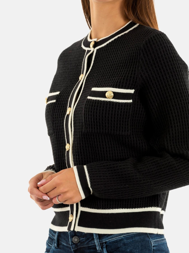 Cardigan à boutons dorées noir femme - Salsa