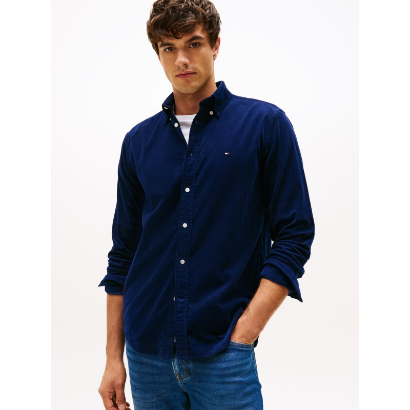 Chemise à manches longues en velours côtelé bleu homme - Tommy Hilfiger