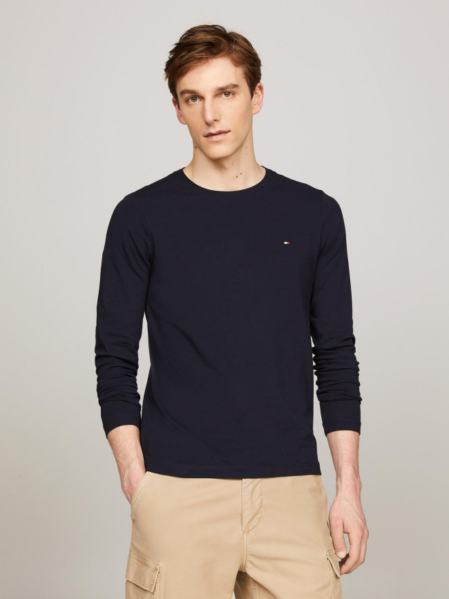 T-shirt stretch à manches longues slim fit bleu marine homme - Tommy Hilfiger