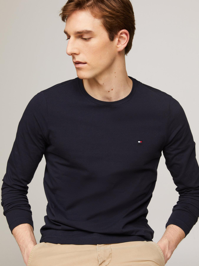 T-shirt stretch à manches longues slim fit bleu marine homme - Tommy Hilfiger