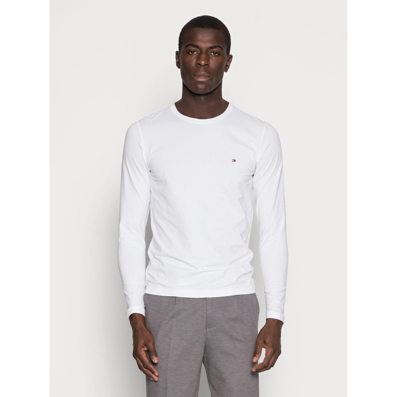 T-shirt stretch à manches longues slim fit blanc homme - Tommy Hilfiger