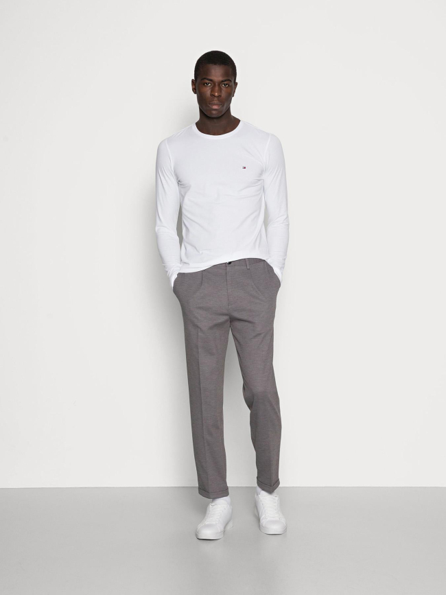 T-shirt stretch à manches longues slim fit blanc homme - Tommy Hilfiger