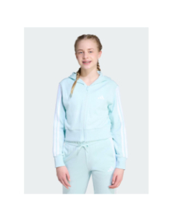Sweat-crop à capuche zippé 3s ft bleu clair fille - Adidas