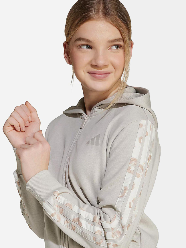 Sweat à capuche zippé anml 3s ft beige fille - Adidas