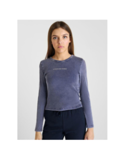 T-shirt côtelé à manches longues albingi bleu fille - Le Temps des Cerises