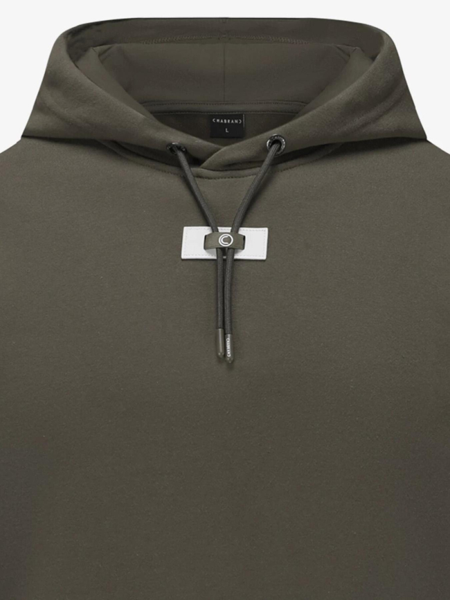 Sweat à capuche logo uni kaki homme - Chabrand