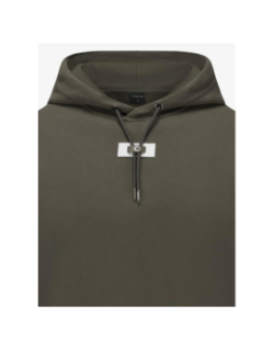 Sweat à capuche logo uni kaki homme - Chabrand