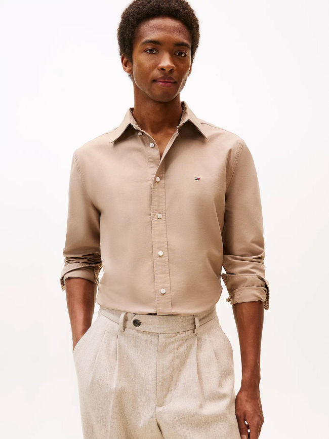 Chemise solid heritage oxford beige homme - Tommy Hilfiger