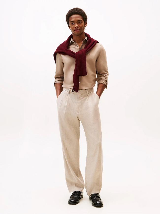 Chemise solid heritage oxford beige homme - Tommy Hilfiger