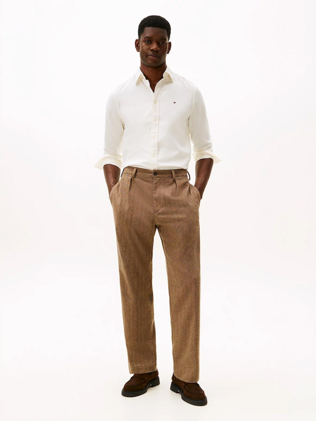 Chemise en flanelle th flex beige homme - Tommy Hilfiger