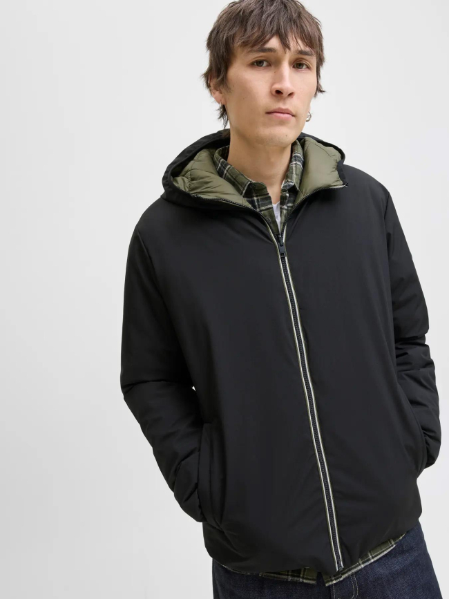 Blouson réversible jjebrook noir et kaki homme - Jack & Jones