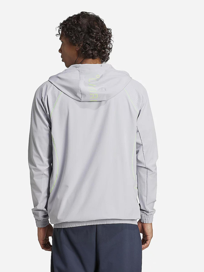 Veste de sport zippé à capuche tech app gris homme - Adidas