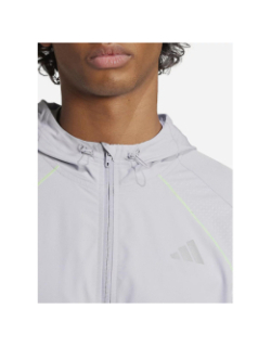 Veste de sport zippé à capuche tech app gris homme - Adidas