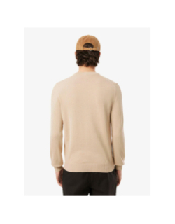 Pull en coton à col rond uni beige homme - Lacoste